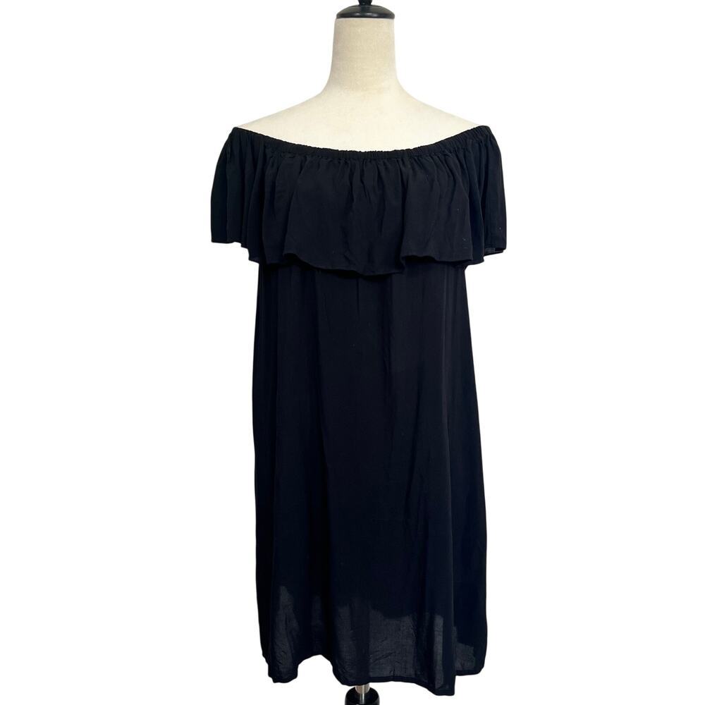 Young Fabulous & Broke Penelope Off The Shoulder Black Ruffle Mini Dress M Party - Picture 4 of 11